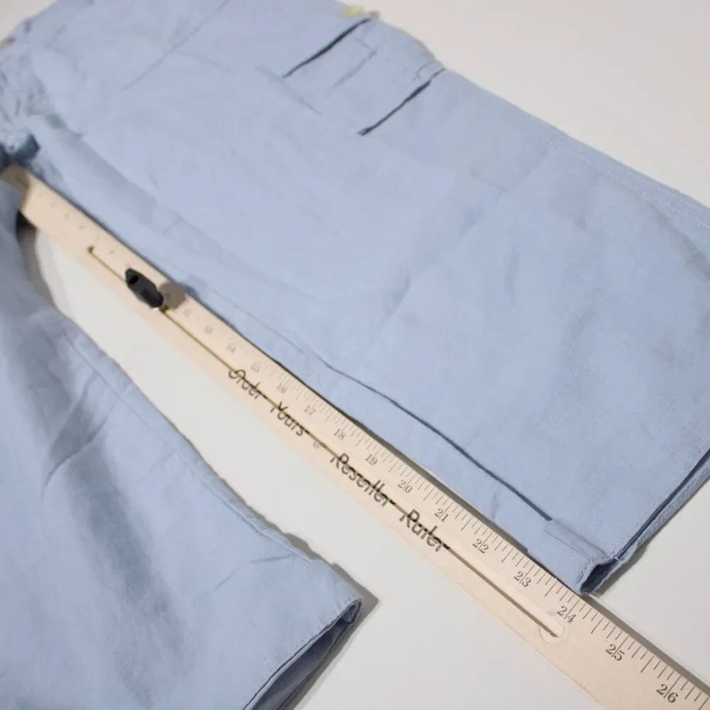 NWT Banana Republic Martin Fit Cargo Capri Pants Light Blue Linen Blend Women 12